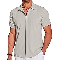 COOFANDY Men's Casual Short Sleeve Button Down Summer Beach Shirt Lightweight Textured Wrinkle Free Stretch Shirts