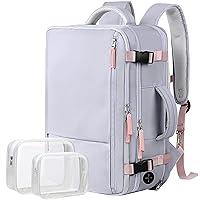 Hanples Extra Large Travel Backpack for Women as Person Item Flight Approved, Waterproof 40L Carry On Backpack, 17 Inch Laptop Backpack For Hiking Casual Bag (Gray Purple)