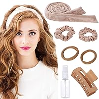 Heatless Hair Curlers Heatless Curls To Sleep In Overnight Heatless Curling Rod Headband Velour No Heat Hair Curlers Headband Soft Cotton Hair Rollers Curling Ribbon and Flexible Rods