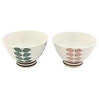 Hasami Ware Tenryu Pottery Kurawanka Rice Bowl, Pair, Leaf
