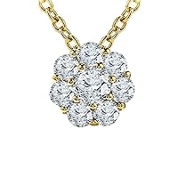 4.80CT Round Brilliant D/VVS1 Diamond Flower Pendant Necklace in 14K White Gold Over 925 Sterling Silver