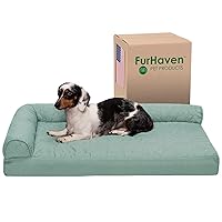 Cooling Gel Dog Bed for Medium/Small Dogs w/ Removable Bolsters & Washable Cover, For Dogs Up to 35 lbs - Pinsonic Quilted Paw L Shaped Chaise - Iceberg Green, Medium