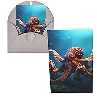Greeting Cards Ocean Animal Octopus Thank You Cards with Envelopes Happy Birthday Card 4x6 Inch Minimalistic Design Thank You Notes for All Occasions Birthday Thank You Wedding