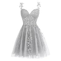 Eightale Tulle Homecoming Dress Lace Applique for Teens Short 2024 Corset Prom Party Gown