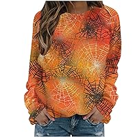 Halloween Sweatshirts For Women Loose Fit Printed Long Sleeve Sweatshirt Pullover Crewneck Holiday Clothes 2023