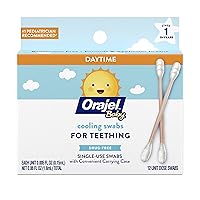Orajel Baby Daytime Cooling Swabs for Teething, Drug-Free, 1 Pediatrician Recommended Brand for Teething*, 12 Swabs in Carrying Case(Packing May Vary)
