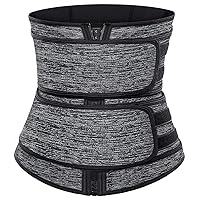 Sweat Waist Trainer for Women Two Belts, Neoprene Workout Corset Waist Trainer Cincher Trimmer Shaper Zipper