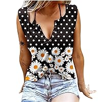 Tank Tops for Women Sexy V Neck Casual Tops Floral Sleeveless Shirt with Ring Hole Country Music Style T-Shirts
