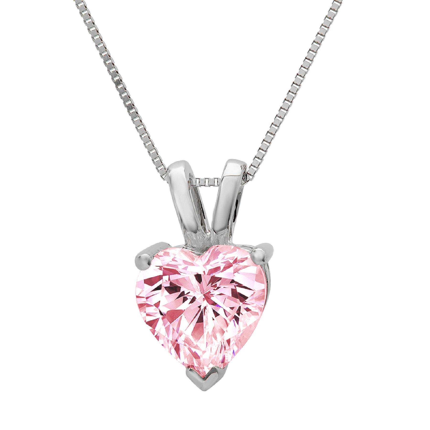 Clara Pucci 0.5 ct Brilliant Heart Cut Stunning Genuine Flawless Pink Simulated Diamond Gemstone Solitaire Pendant Necklace With 18