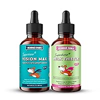 Vision Max Liquid Eye Supplement Plus Milk Thistle Drops - for Dog Vision and Macular Health, Liver, Detox and Overall Wellness – Vision Max 2 Ounces - Milk Thistle 2 Ounces