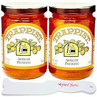 Wyked Yummy Apricot Preserve Bundle: (2) 12 Ounce (340g) Jars of Trappist Apricot Preserve and (1) Spreader Plastic Knife and Jar Scraper