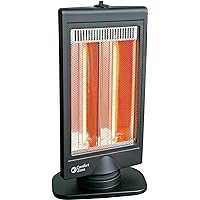Comfort Zone Oscillating Portable Space Heater, Flat Panel, Halogen, Infrared, Electric, Adjustable Tilt, Overheat Sensor, Stay-Cool, & Tip-Over Switch, Ideal for Home, Bedroom, & Office, 800W, CZHTV9