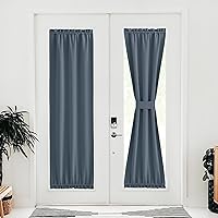 NICETOWN Sidelight Door Curtains 72 Inches Long for Side Windows Farmhouse Privacy Protect Blackout French Door Side Curtain Panels Bonus Adjustable Tie Back 30x72 Inch Length, 1 Panel, Stone Blue