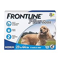FRONTLINE Plus Flea and Tick Treatment for Medium Dogs Up to 23 to 44 lbs., 8 Treatments