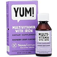 NovaFerrum YUM | Multivitamin with Iron for Infants and Toddlers | Multivitamin with Iron For Kids | Immune Support | Ages 4 & Under | Gluten Free Certified | Sugar Free | Raspberry Grape | 2 Fl Oz (50 mL)