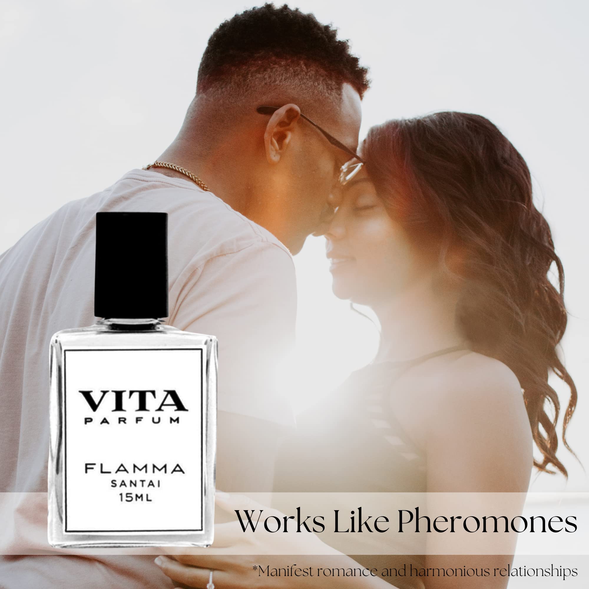 Vita Parfum Sandalwood Perfume Oil, Vegan Cruelty Free Mini Roll On Perfume for Women, Parfum for Women - Oil Perfume in Flamma Santal Scent, 15ml