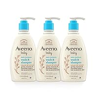 Aveeno Baby Moisture Body Wash & Shampoo, Oat Extract, 3 x 12 Fl. Oz