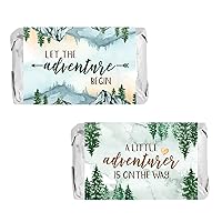 Little Adventurer Baby Shower Mini Chocolate Candy Bar Wrapper Labels - Wilderness Adventure Forest Themed Candy Stickers - 45 Count