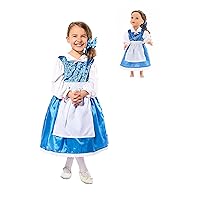 Little Adventures Beauty Day Dress Up Costume (X-Large Age 7-9) with Matching Doll Dress - Machine Washable Child Pretend Play and Party Dress with No Glitter