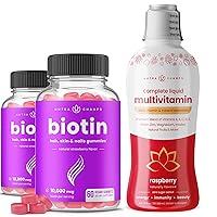 NutraChamps Biotin Gummies (2 Pack) and Liquid Multivitamins 3 Pack Bundle