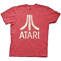 Ripple Junction Atari Men's Short Sleeve T-Shirt Classic Fuji Logo Icon Retro Distressed Logo Heather Red Officially Licensed