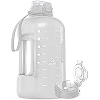 AQUAFIT 1 Gallon Water Bottle with 2-in-1 Straw & Chug Lid - Gallon Water Bottle with Time Marker and Handle - BPA-Free Gallon Water Jug - 128 oz Large Water Bottles - Hydration Packs (Frosty)