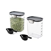 ProKeeper+ Clear Plastic Airtight Food Baker's Kitchen Storage Organization Container Canister Set with Magnetic Accessories, 2- Piece Set (PKS-2 - Grain 2.5-Quart)