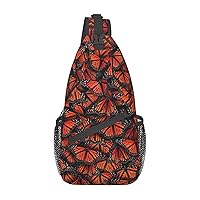 Sling Bag Monarch Butterflies Crossbody Backpack Shoulder Bag Casual Daypacks For Women Men Cycling Hiking Travel