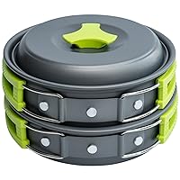 Camping Cookware Mess Kit for Backpacking Gear – Camping Cooking Set - Camping Pots and Pans Set - Backpacking Stove/Portable Stove Compatible - Camp Kitchen Equipment Accessories Pot