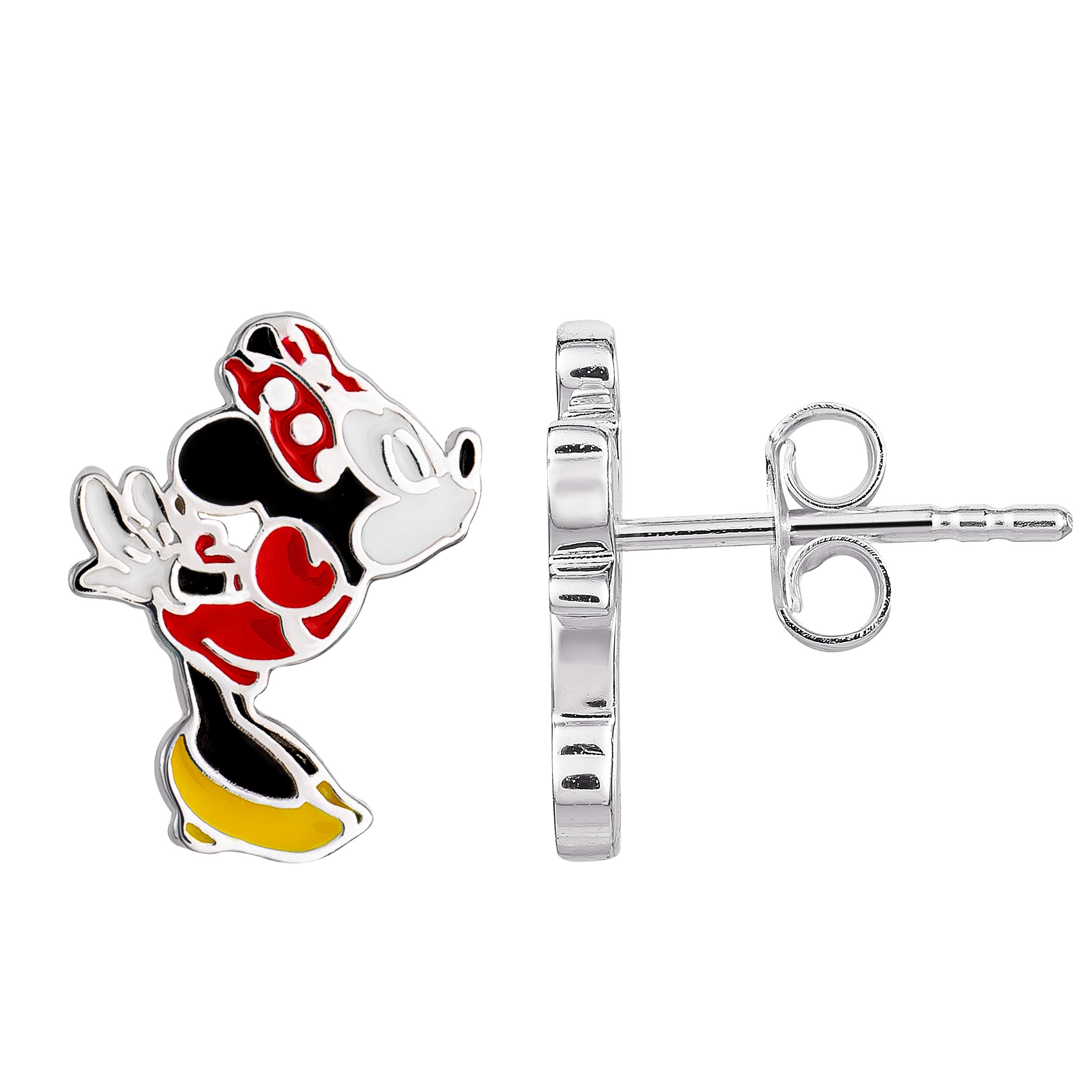Disney Mismatched Stud Earrings - Mickey Mouse and Minnie Mouse Sterling Silver