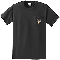 Buck Deer Patch Pocket Print Mens Pocket T-Shirt