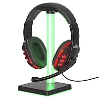 Wired LED Gaming Headset with Microphone and LED Lights Gaming Headset Stand | On-Ear Gaming Headphones for PS5, Xbox Series X and S, Laptop, PC Gaming Headphone Stand | USB, AUX Input