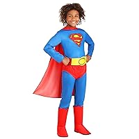 Kid's Classic Superman Costume, Red & Blue Superhero Suit & Red Cape for Movie Hero Comic Cosplay & Halloween