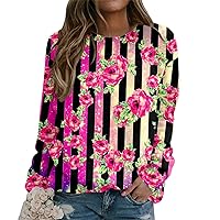 Womens Valentines Day Sweater Women's Pullover Rose Sweaters Casual Cute Knit Sweater Long Sleeve Holiday Sweatshirts