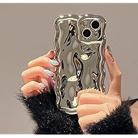 Case for iPhone 13,3D Meteorite Bubble Pattern Electroplate Plating Glitter Curly Wavy Frame Glossy Case,Soft TPU Shockproof Case for iPhone 13 Phone Case 6.1 Inch,Silvery