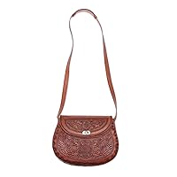 NOVICA Handmade Leather Sling Floral Handbag from Peru Handbags Brown Slings Patterned 'Daisy Bouquet'