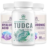 TUDCA Liver Supplements 1100mg and Liposomal Hyaluronic Acid Supplements 1000mg, High Bioavailability Supplement (Pack of 3)