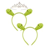 3Pcs Green Ogre Ears Headband Crown Costume Party Accessories Halloween Monster Cosplay Headwear for Adult Kids