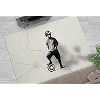 Boy Room Rugs, 3D Printed Rug, Ball and Boy Rugs, Thin Rugs, Abstract Rugs, Boy Ball Stencil Rugs, Accent Rugs, Bedroom Rugs, Custom Rug, 5.9'x9.2' - 180x280 cm