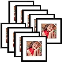 12x12 Picture Frames for Wall Set of 9, Display 8x8 Pictures with Mat or 12x12 without Mat, Collage Frames for Wall Mounting, Perfect for Home Décor and Gifts, Black