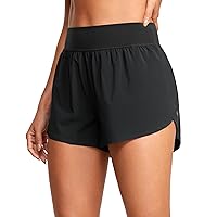 CRZ YOGA High Waisted Dolphin Athletic Running Shorts for Women High Split Comfy Mesh Liner Gym Workout Track Shorts