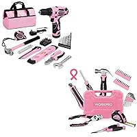 WORKPRO 12V Pink Cordless Drill Driver and 35-Piece Pink Tools Set