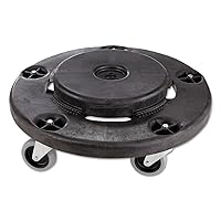 Rubbermaid Commercial RCP264000BK Products Brute Round Twist on/Off Dolly, 250lb Capacity, 18Dia x 6 5/8H, Black