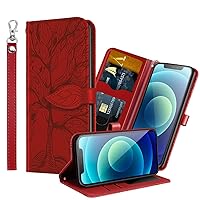 IVY P Smart Life Tree Wallet Case Compatible with Huawei P Smart 2020 - Red