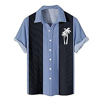 SOOUICKER Casual Shirts for Men Summer Plus Size Hawaiian Shirt Men Striped Short Sleeve Shirt Men's Large Sizes Shirt Men's Colourful Short Sleeve Summer Shirt Men's Pattern Shirt Men's Hip Hop