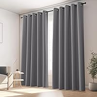 KGORGE Blackout Curtains 2 Panels for Living Room 66 x 90 Inch Extra Long, Grey Grommet UV Blocking Room Darkening Curtains for Bedroom, Party Christmas Decoration Blackout Shades for Windows, Flaw