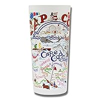 Catstudio Drinking Glass, Cape Cod Frosted Glass Cup for Kitchen, Bar Glass Drinking Glasses, Everyday Drinking Cup or Cocktail Glass, 15oz Dishwasher Safe Glass Tumbler, Wedding Gifts