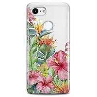 TPU Case Compatible for Google Pixel 8 Pro 7a 6a 5a XL 4a 5G 2 XL 3 XL 3a 4 Cute Leaves Phone Tropicals Clear Soft Abstract Flower Pink Flexible Silicone Slim fit Art Print Design Colorful