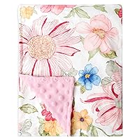 Baby Blankets for Girls, Floral Toddler Blankets with Dotted Backing, Super Soft Double Layer Minky for for Toddler Bed, Nursery, Stroller, Car Seat, 30 x 40 Inch, Colourful Flowers