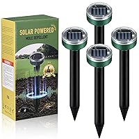 Mole Repellent Solar Powered, 4 Pack Gopher Repellent Vole Repellent for Garden Lawn Yard Waterproof Get Rid of Moles Voles Gophers Rats Rodents